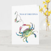 海岸のクリスマス　シー＆グリーティングス　ウォーターカラー カード (黄色い花)