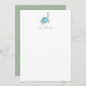 海岸のクリスマス　ステーショナリー　水彩　アカウミガメ ノートカード (正面/裏面)