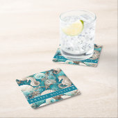 海岸のクリスマス ボールド シーホース パターン#4 ID1009 スクエアペーパーコースター (インサイチュ)