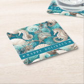海岸のクリスマス ボールド シーホース パターン#4 ID1009 スクエアペーパーコースター (アングル)