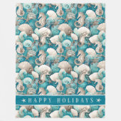 海岸のクリスマス ボールド シーホース パターン#4 ID1009 フリースブランケット (正面)