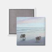 海岸のケーシュンド 絵画 犬アート マグネット (正面/裏面)