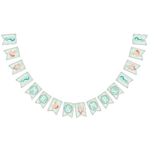 海岸のコテージのビーチ結婚式の旗布 バンティングフラッグ