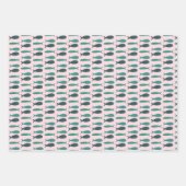 海岸のサロン パームツリー 魚 太陽 かわいい オーダーメイド ラッピングペーパーシート (正面2)