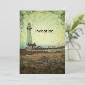 海岸のシックな印象派の風景灯台 招待状 (スタンド正面)