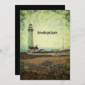 海岸のシックな印象派の風景灯台 招待状 (正面/裏面)