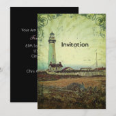 海岸のシックな印象派風景灯台 招待状 (正面/裏面)