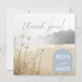 海岸のシックな結婚式のお礼状（写真付き） サンキューカード (正面)