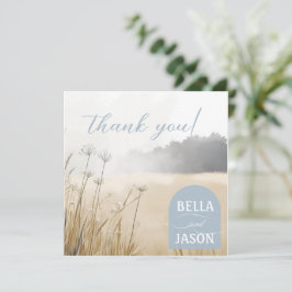 海岸のシックな結婚式のお礼状（写真付き） サンキューカード