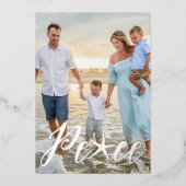 海岸のシンプルなホリデー写真フォイルカード 箔シーズンカード (正面)