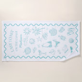 海岸のターコイズブルーのラストトースト ビーチタオル (正面)