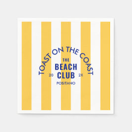 海岸のトースト ビーチクラブ イエローストライプ スタンダードカクテルナプキン