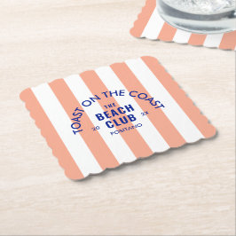海岸のトースト ビーチクラブ ピンクストライプ ペーパーコースター
