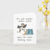 海岸のドラマのパフィン カード (黄色い花)