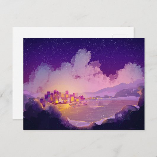 海岸のナイトシティ ポストカード (正面/裏面)