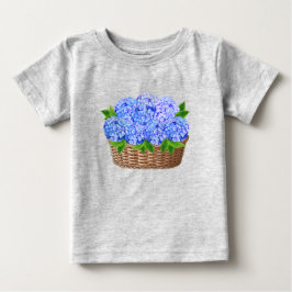 海岸のナンタケットブルーのハイドランジア ベビーTシャツ
