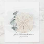 海岸のハマグリとユーカリの水彩画 ワインラベル (シングルラベル)