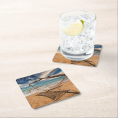 海岸のハンモック スクエアペーパーコースター (インサイチュ)