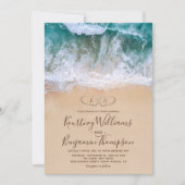 海岸のハートビーチウェディング 招待状 (正面)