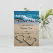 海岸のハート ウェディング サンクスノート サンキューカード (スタンド正面)