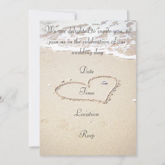 海岸のハート 招待状 (裏面)