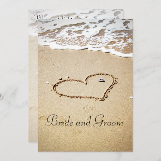 海岸のハート 招待状 (正面/裏面)