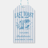 海岸のバチェロレッテ モダン カクテル パーティー ブルー ギフトタグ (裏面)