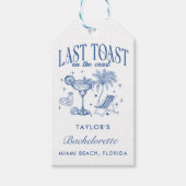 海岸のバチェロレッテ モダン カクテル パーティー ブルー ギフトタグ (正面)