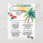 海岸のビーチでの宝探しゲーム 案内ポストカード (正面)