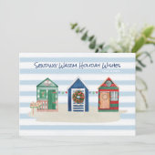 海岸のビーチでの暖かな願いを込めたビーチハウスでの休暇 シーズンカード (スタンド正面)