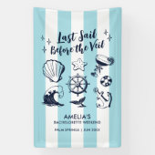 海岸のビーチでの最後のバチェロレッテパーティーのストライプ 横断幕 (縦)