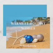 海岸のビーチのクリスマスホリデーカード シーズンカード (正面/裏面)
