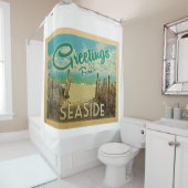 海岸のビーチのヴィンテージ旅行 シャワーカーテン (インサイチュ)