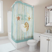 海岸のビーチの泊り客のBathの芸術への歓迎 シャワーカーテン (インサイチュ)