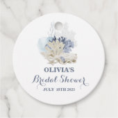 海岸のビーチの青い貝殻のブライズシャワーパーティー フェイバータグ (正面)