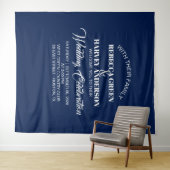 海岸のビーチをイメージしたネイビーブルーの結婚式バックドロップ タペストリー (インサイチュ(横))