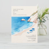 海岸のビーチパラソル ウェディング 招待状 (スタンド正面)