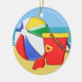 海岸のビーチボール、バケツ及びシャベル セラミックオーナメント (左)