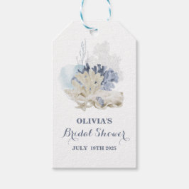 海岸のビーチ 青い貝殻 ブライダルシャワー ギフトタグ