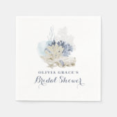 海岸のビーチ 青い貝殻 ブライダルシャワー スタンダードカクテルナプキン (正面)