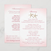 海岸のピンクのハイドランジアの結婚式の行程 招待状 (正面/裏面)