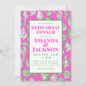 海岸のピンクの貝殻リハーサルディナー招待状 招待状 (正面)