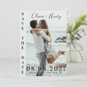 海岸のモダンでビーチィーなカップルフォト　結婚式のご案内 招待状 (スタンド正面)
