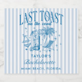 海岸のモダンなコックテールパーティーブルー スパークリングワインラベル (シングルラベル)