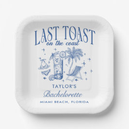 海岸のモダンなコックテールパーティーブルー ペーパープレート