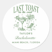 海岸のモダンなコックテールパーティー グリーン ラウンドシール (正面)