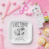 海岸のモダンな独身パーティー ブラック ペーパープレート (パーティー)