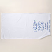 海岸のモダンな独身最後のパーティーブルー ビーチタオル (正面)