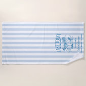 海岸のモダンな独身最後のパーティーブルー ビーチタオル (正面)