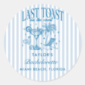 海岸のモダンな独身最後のパーティーブルー ラウンドシール (正面)
